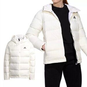 ADIDAS Women’s Helionic Hooded White Down Jacket